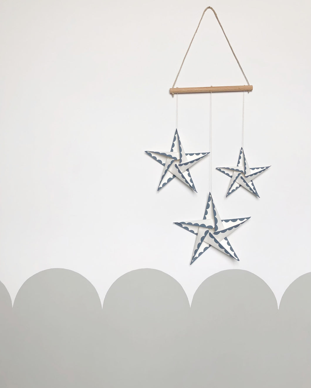 Wall Hanging - Triple Star In Denim Blue - Double pattern