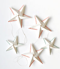 Load image into Gallery viewer, Star Garland - Off white paper with blush rose and sea foam hand painted geometric edge
