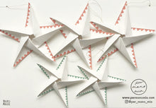 Load image into Gallery viewer, Star Garland - Off white paper with blush rose and sea foam hand painted geometric edge
