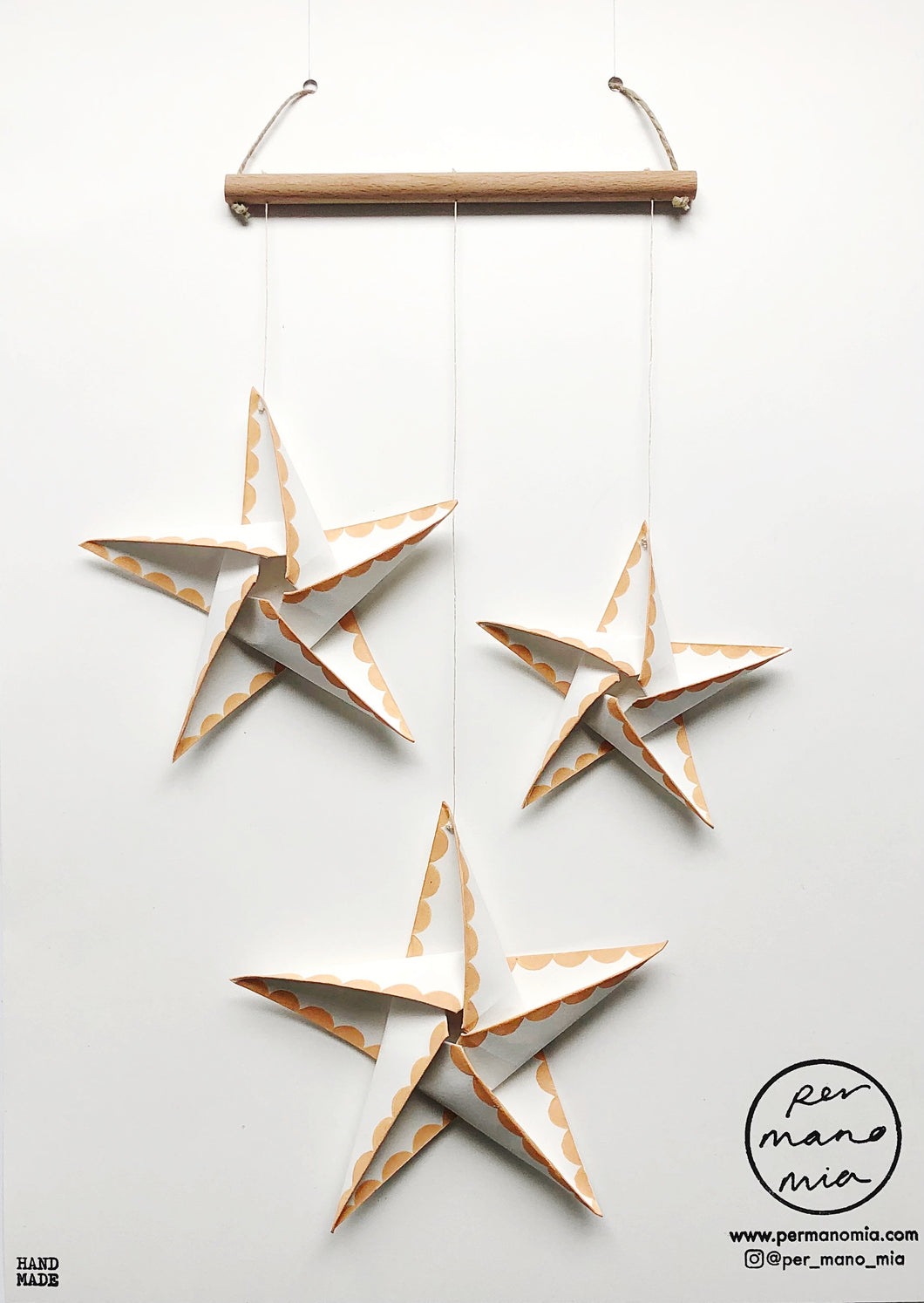 Wall Hanging - Triple Star In Cantaloupe