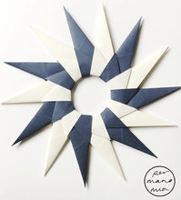 Load image into Gallery viewer, Navy and Vanilla Starburst Paper Decorative Wreath
