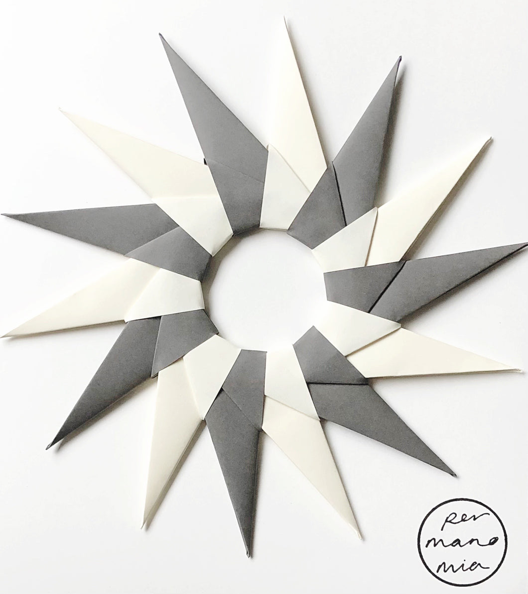 Grey and Vanilla Starburst Paper Decorative Wreath