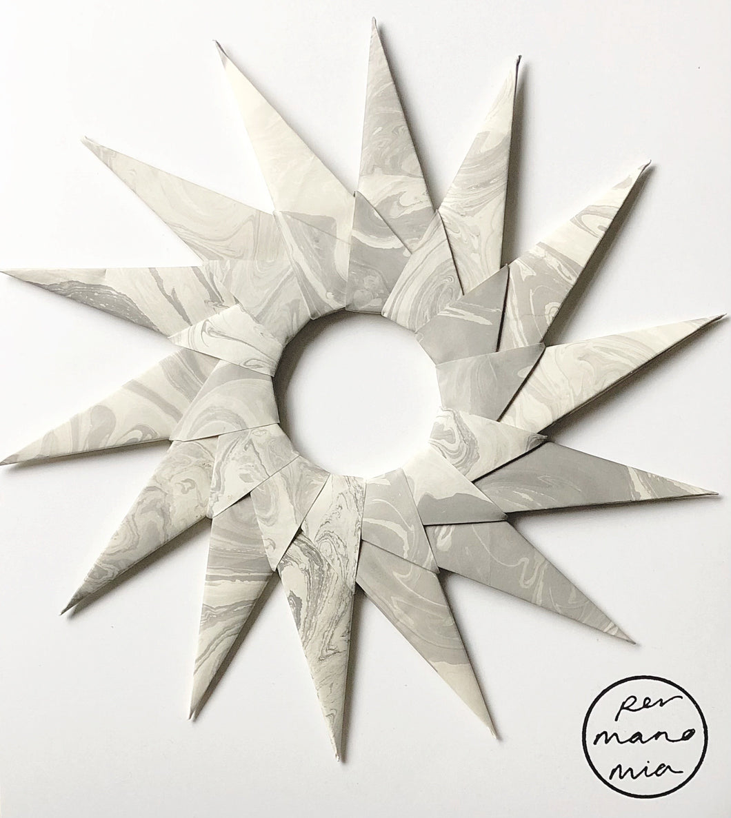 Grey Marble Starburst Paper Decorative Wreath