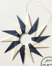 Load image into Gallery viewer, Set of 3 Starburst Hanging Decorations - Navy and Vanilla
